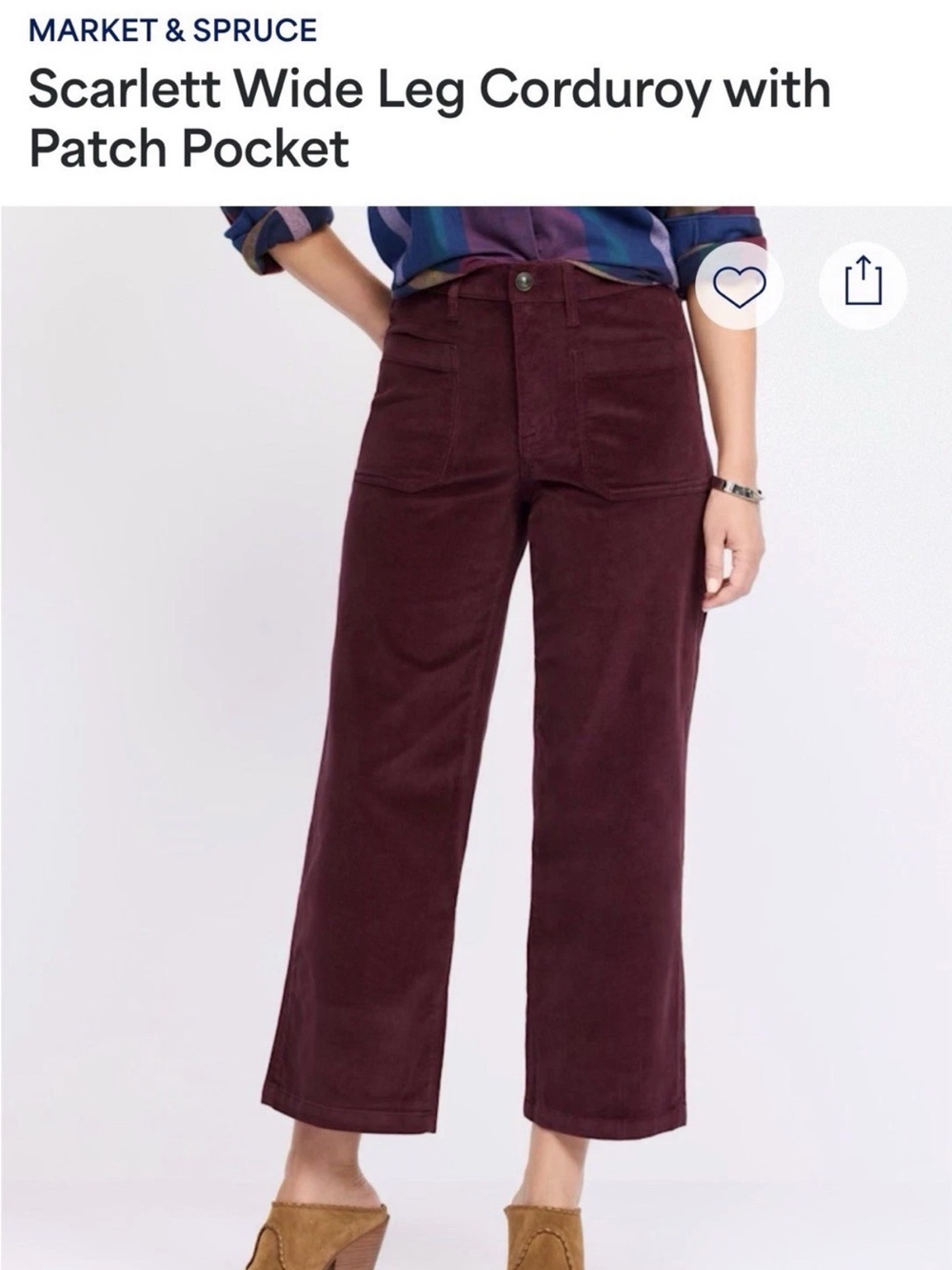 Market & Spruce Wide Leg Corduroy Pants in Deep Wine (fig)